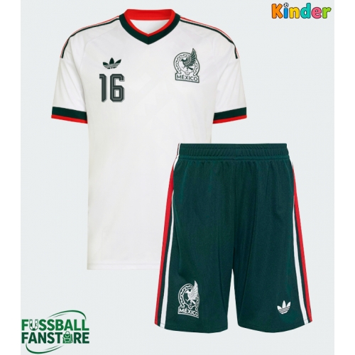 Mexiko Julian Quinones #16 Replik Auswärtstrikot Kinder WM 2026 Kurzarm (+ Kurze Hosen)